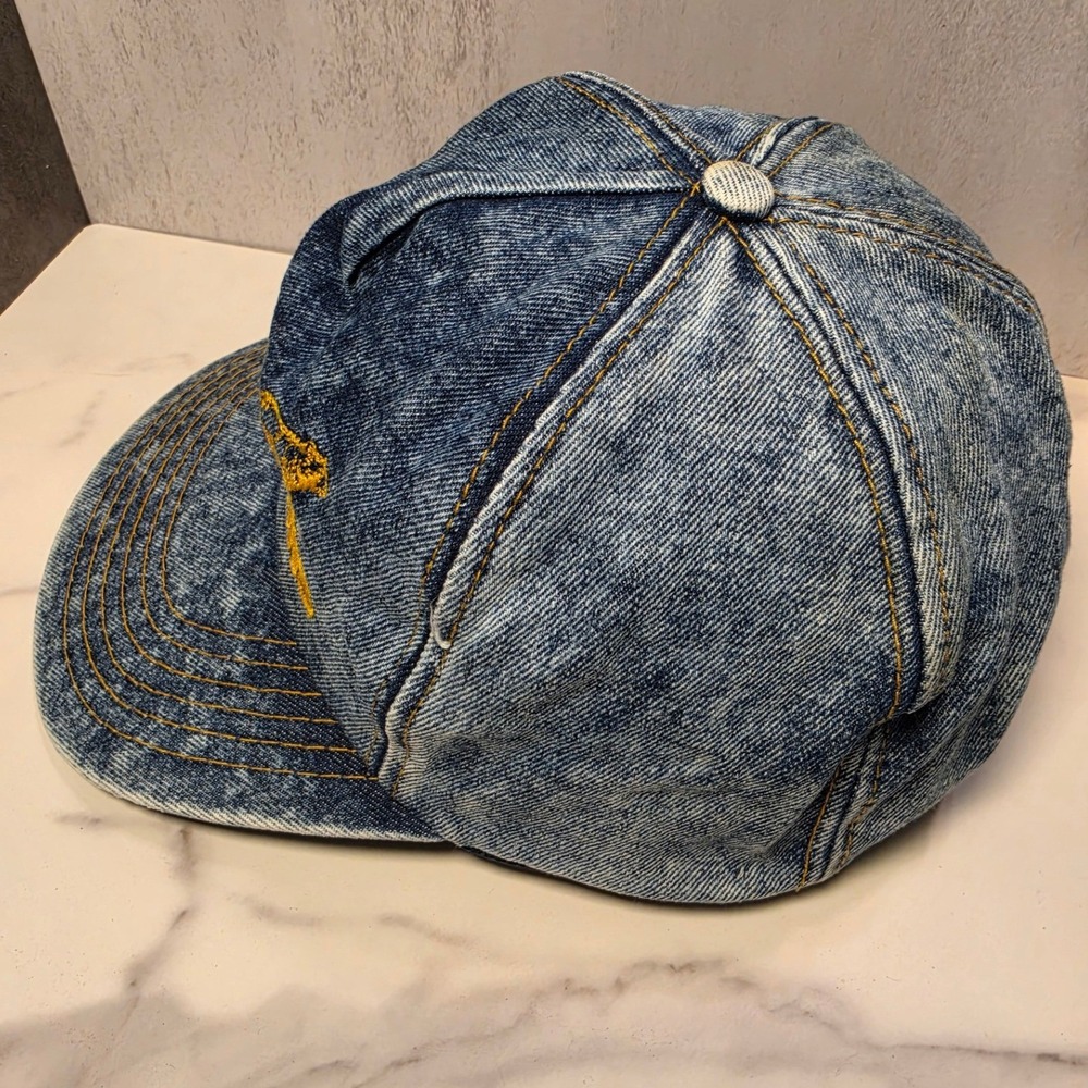 Vintage Great Smoky Mountains Acid Wash Denim Snapback Hat Blue Trucker‎ Cap - Picture 3 of 8